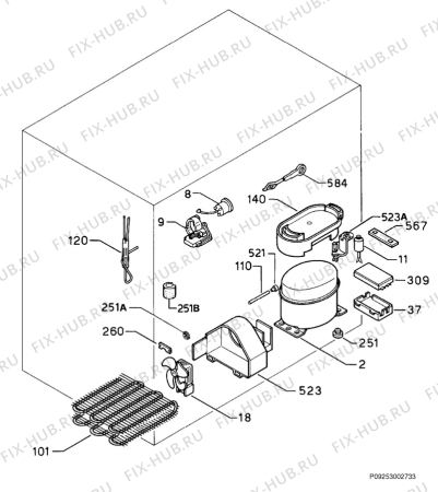 Взрыв-схема холодильника Privileg 740727_4857 - Схема узла Cooling system 017